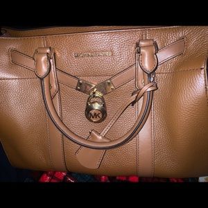 Michael Kors Nouveau Hamilton Large Logo and Leather Satchel